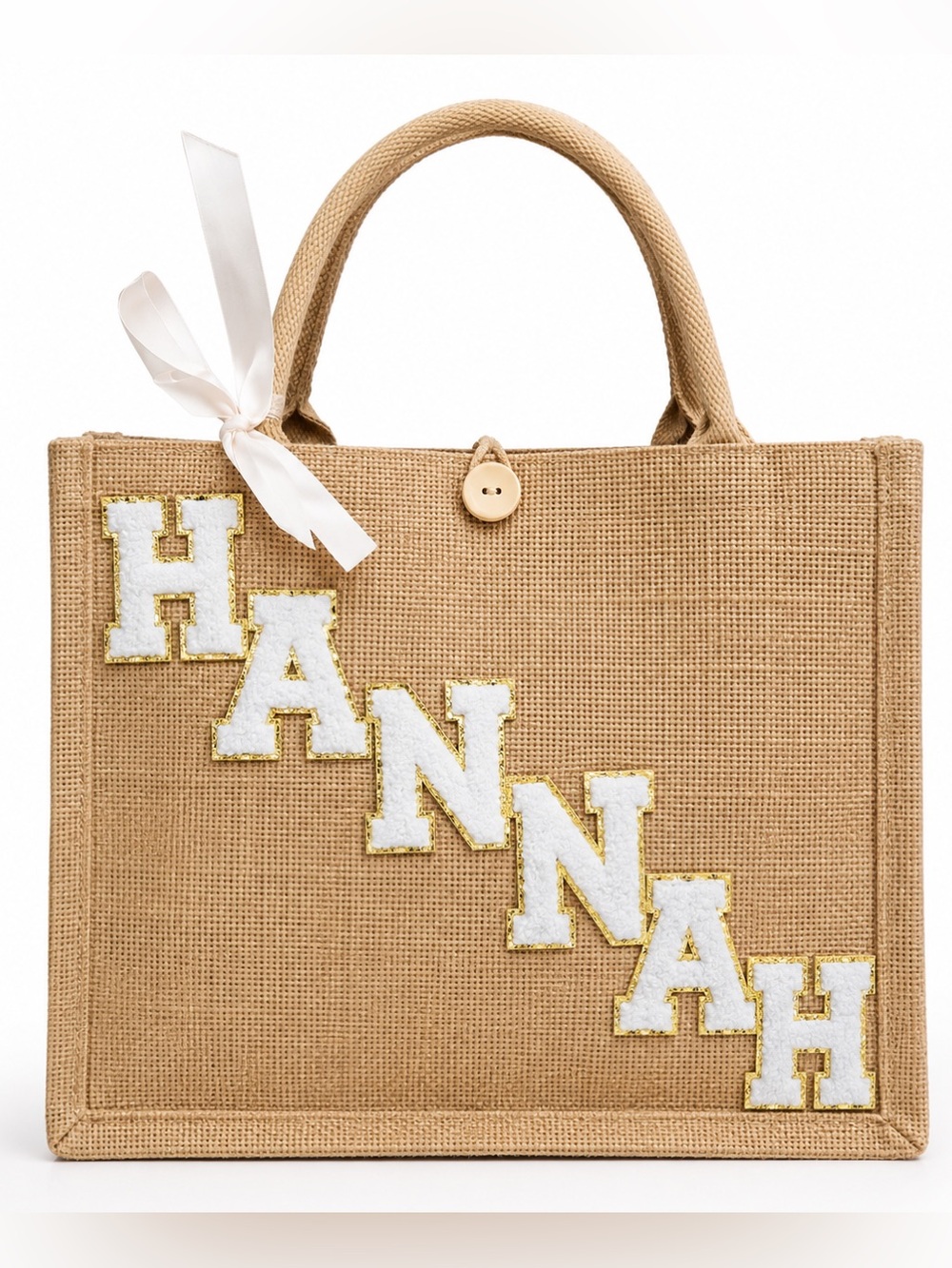 NWT Personalized 'Hannah' Tote Bag with White Appliqué